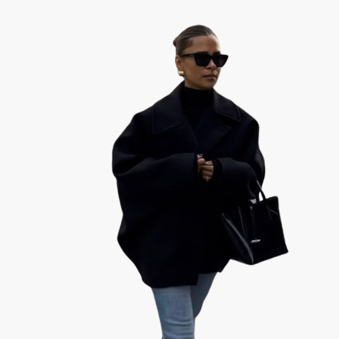 Manteau femme à boutons avec col large