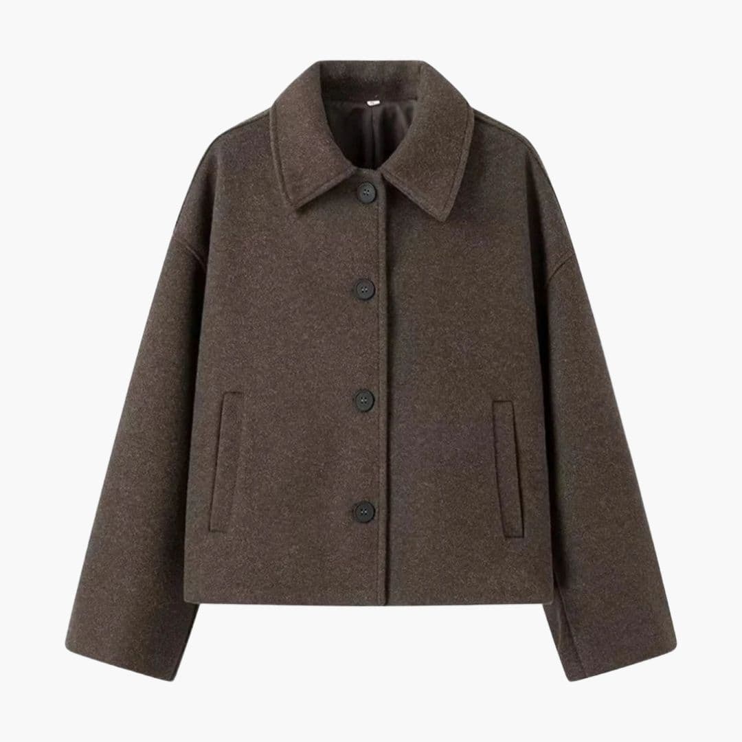 Cappotto donna con bottoni e colletto a camicia