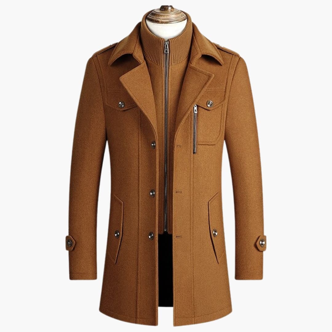 Manteau homme à col classique avec poches à rabat