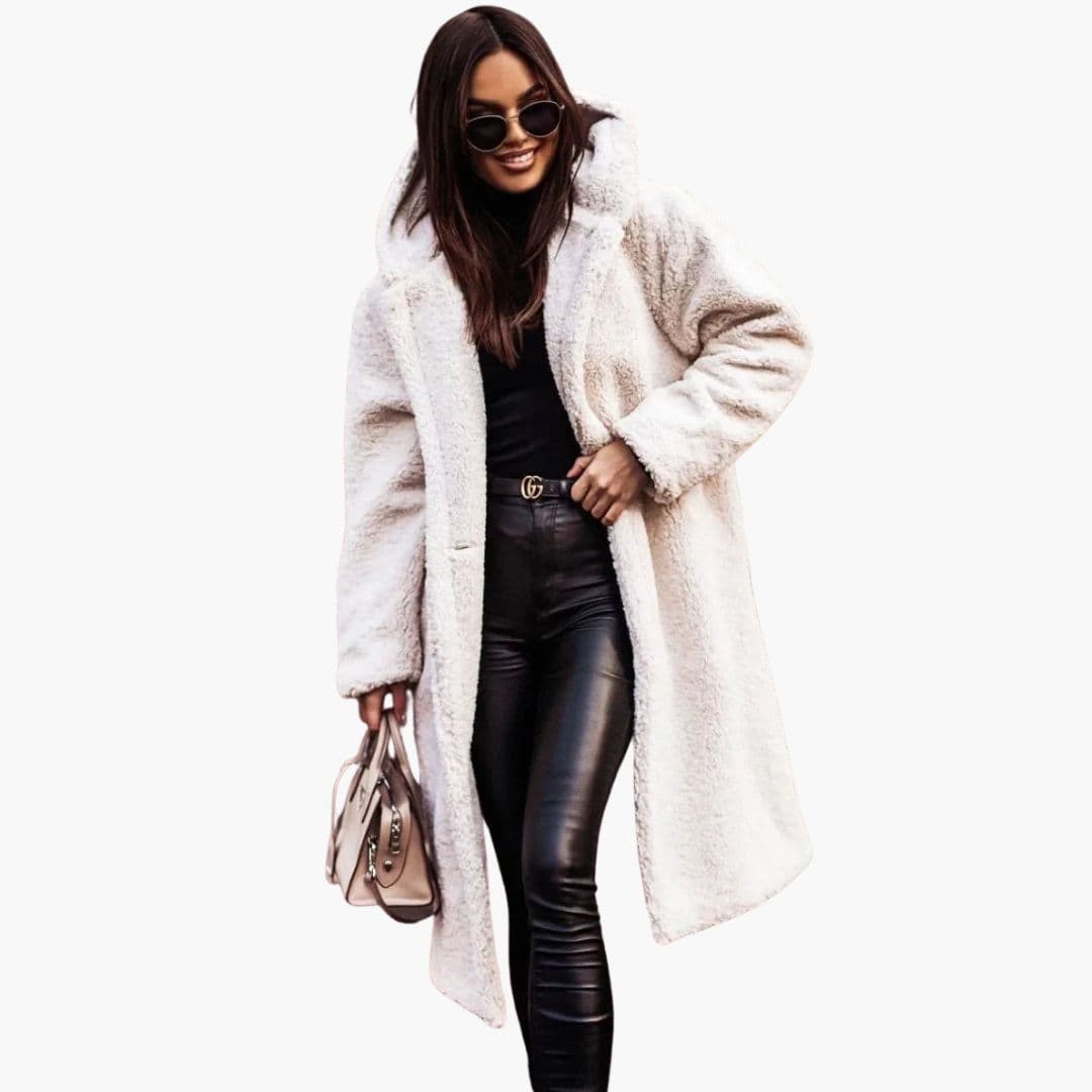 Manteau long femme à capuche avec poches