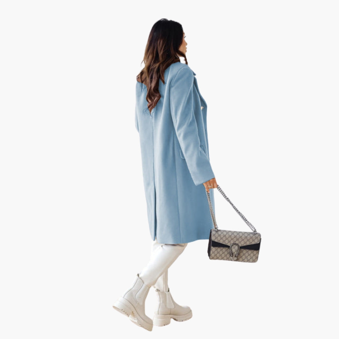 Long women's coat with crossed front