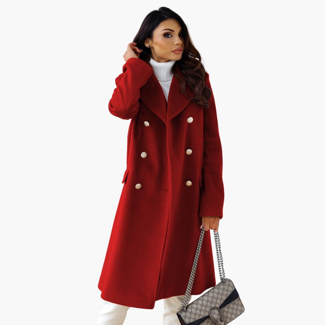 Manteau long pour femme avec col à revers