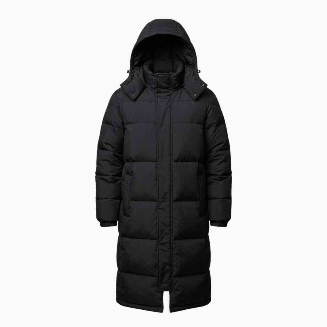 Manteau long homme avec capuche et fermeture zippée