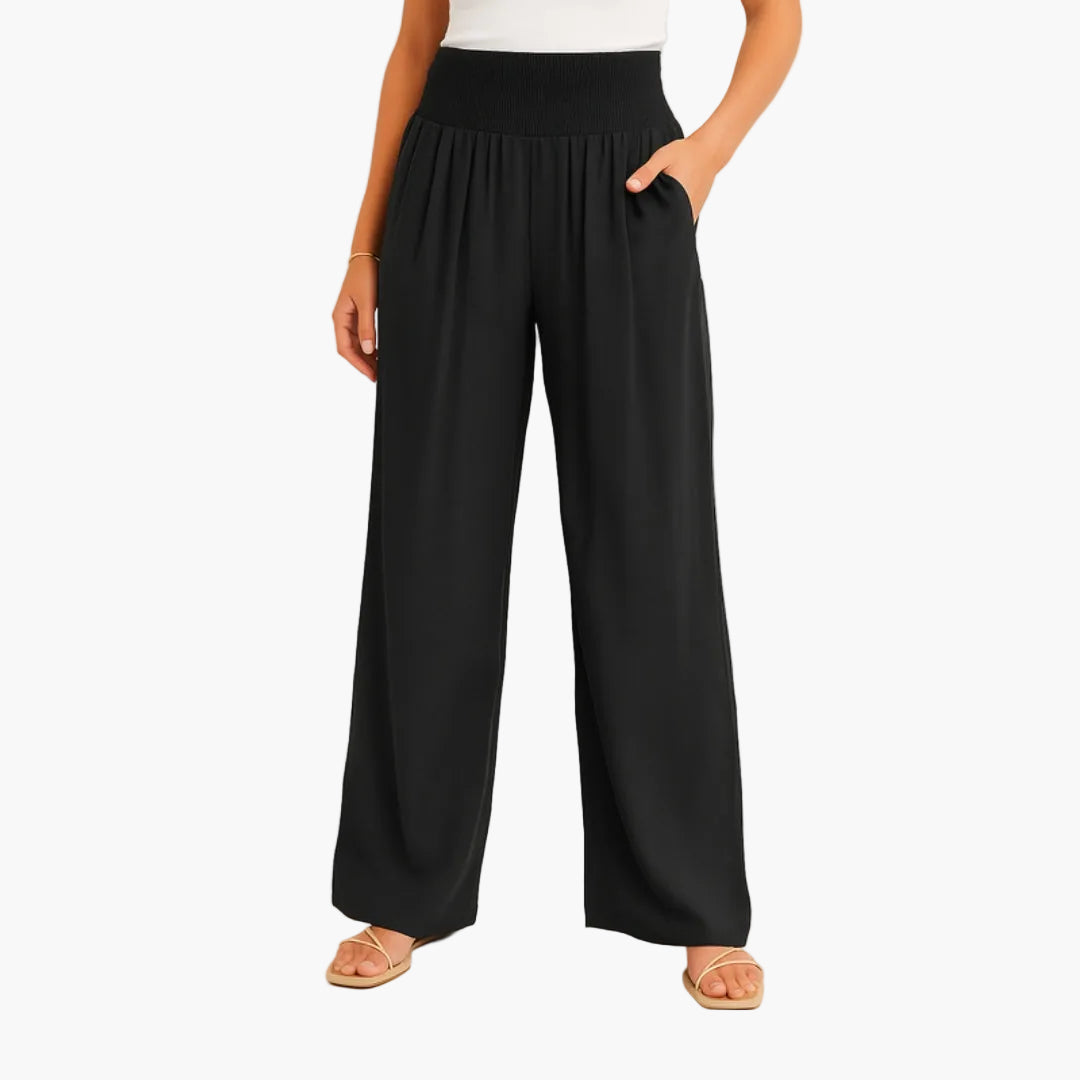 Pantalon Femme a Bande Élastique et Jambes Larges