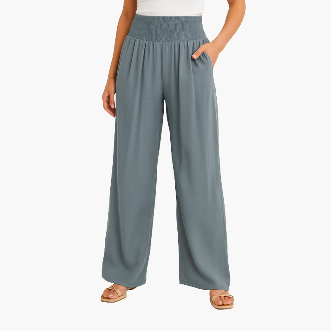 Pantalon Femme a Bande Élastique et Jambes Larges