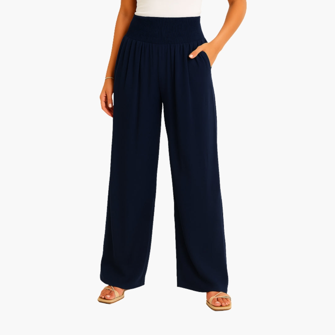 Pantalon Femme a Bande Élastique et Jambes Larges
