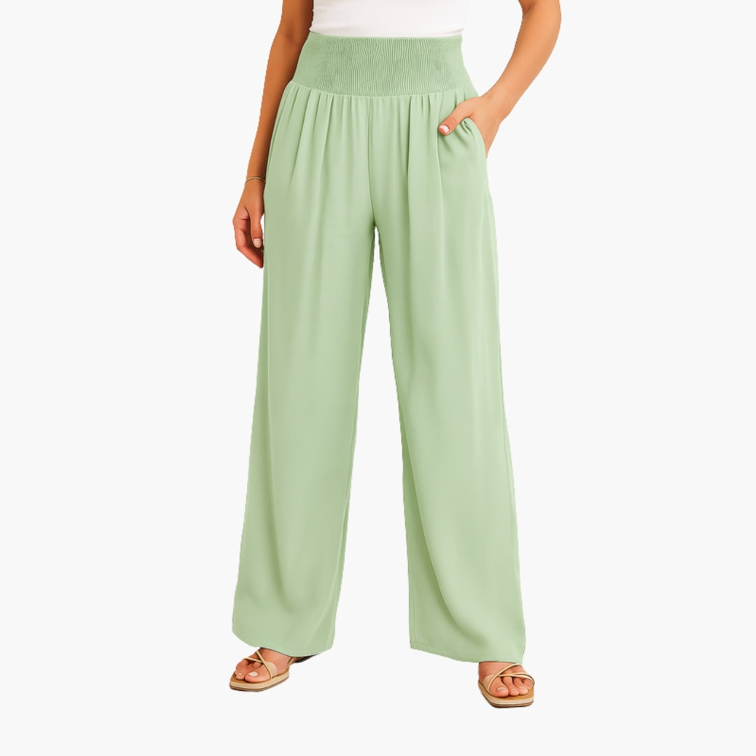 Pantalon Femme a Bande Élastique et Jambes Larges