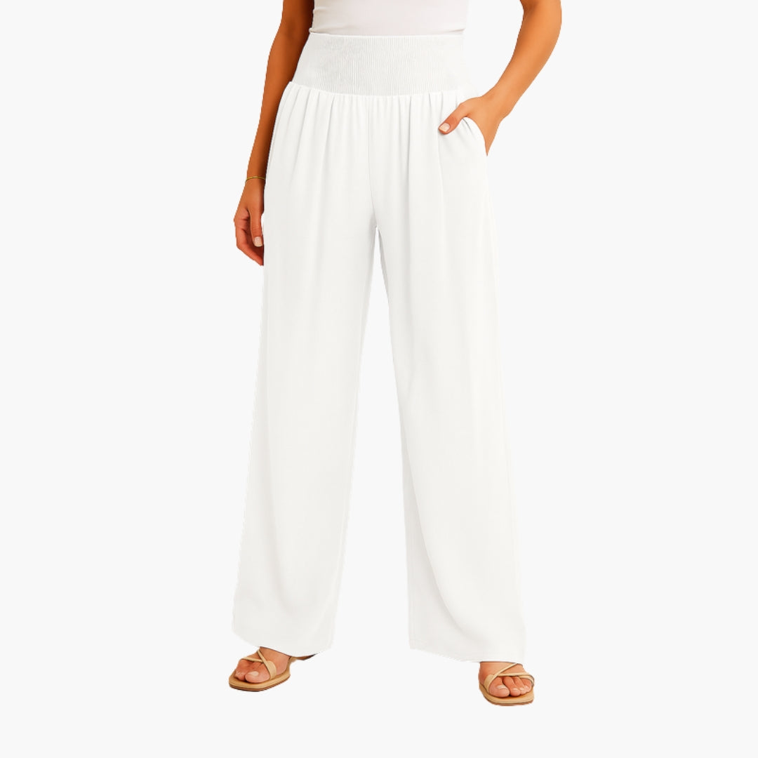 Pantalon Femme a Bande Élastique et Jambes Larges