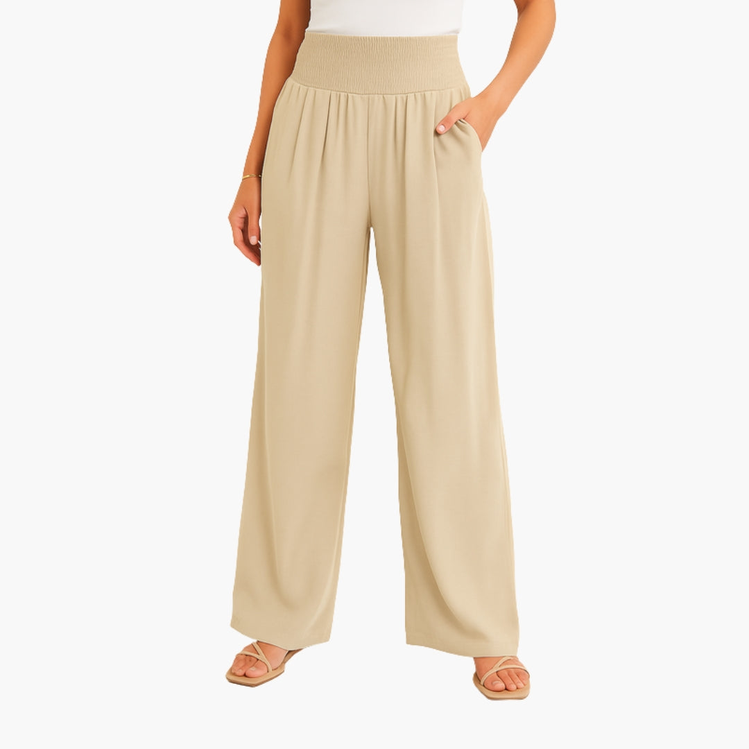 Pantalon Femme a Bande Élastique et Jambes Larges