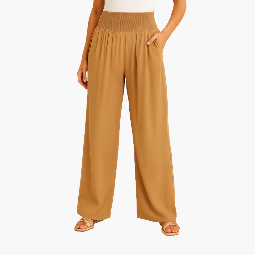 Pantalon Femme a Bande Élastique et Jambes Larges