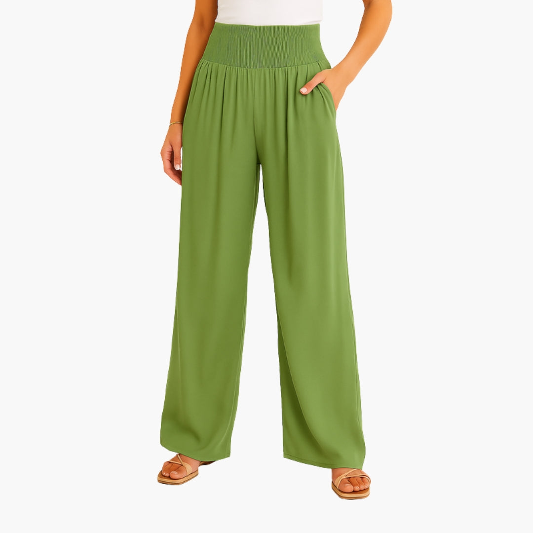Pantalon Femme a Bande Élastique et Jambes Larges