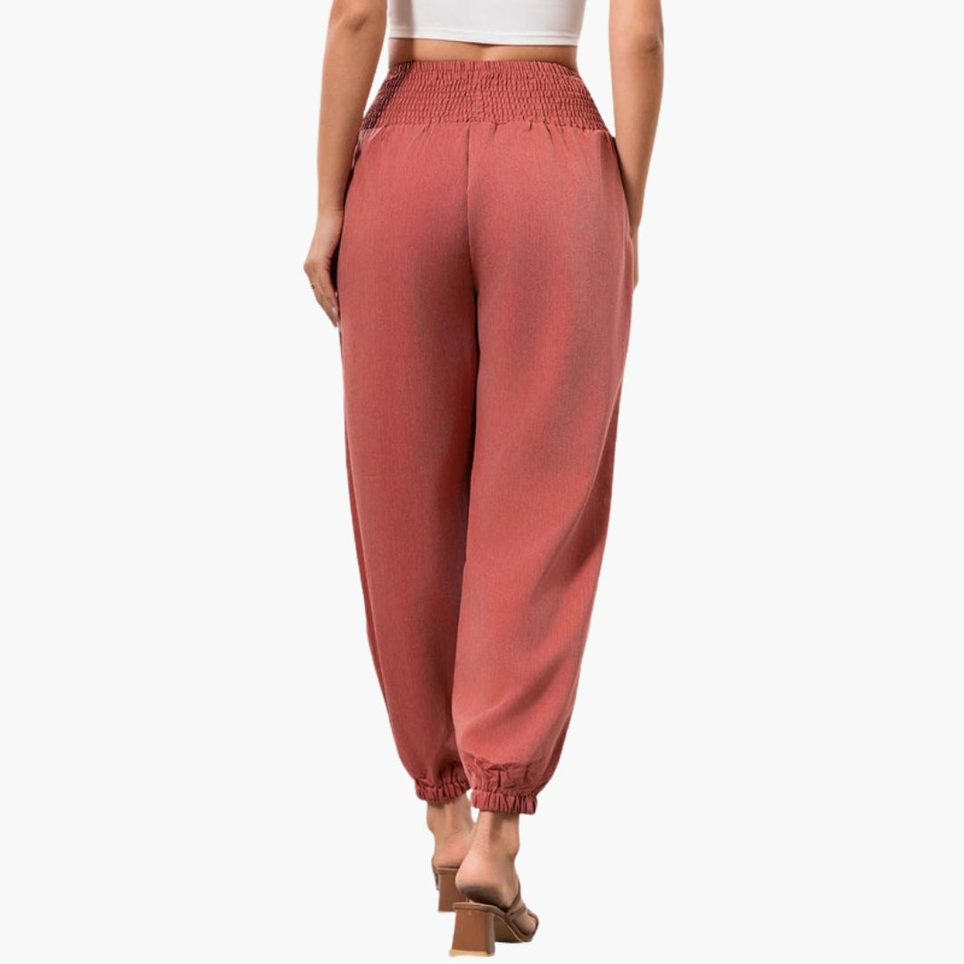 Pantaloni Donna a Gambe Larghe con Tasche Laterali