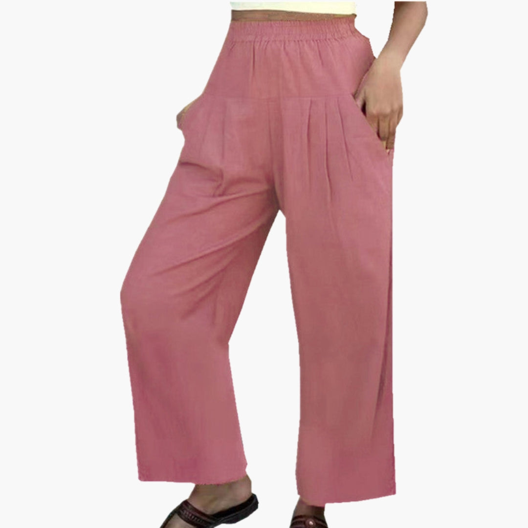 Wide-Leg Women's Trousers with Elastic Waist