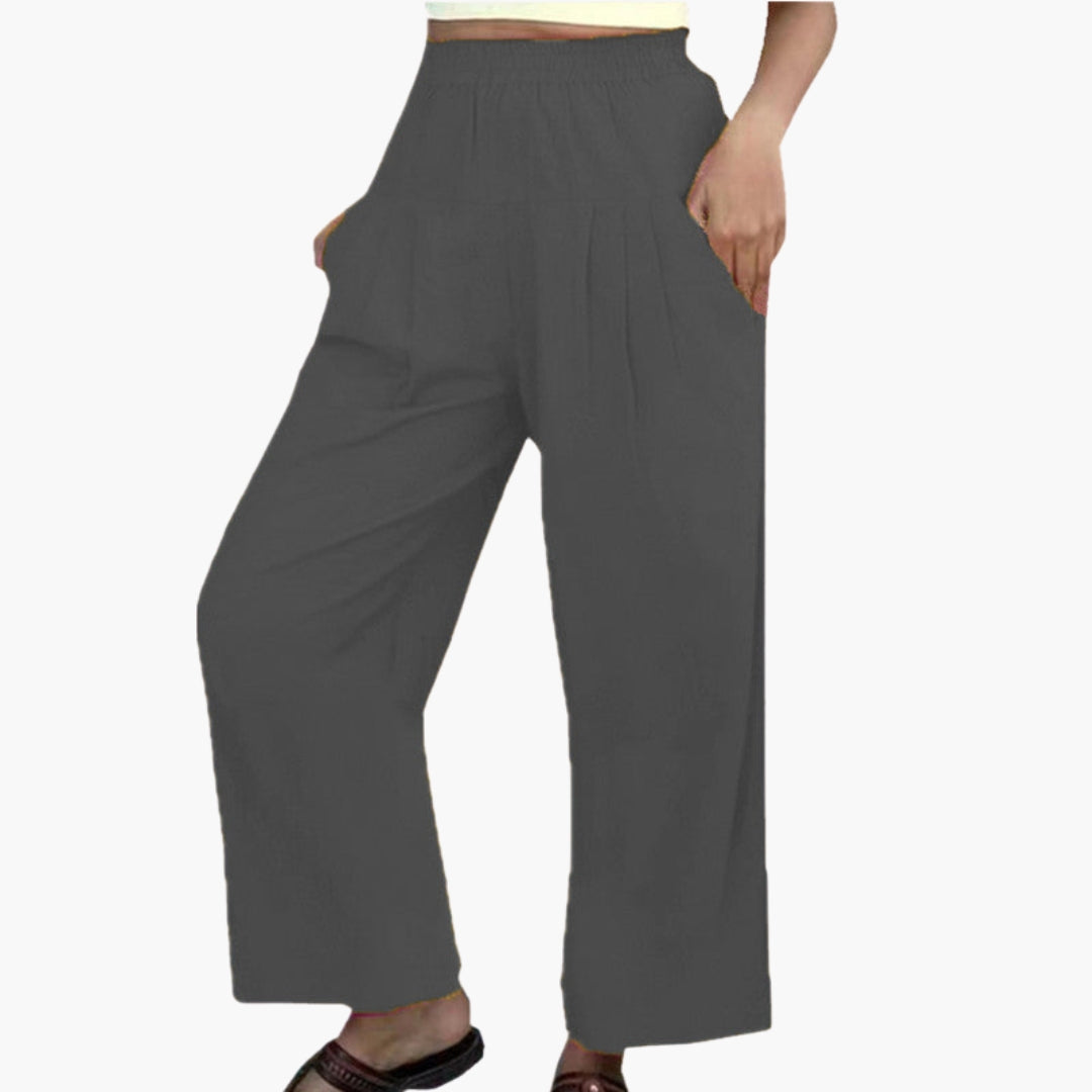 Wide-Leg Women's Trousers with Elastic Waist