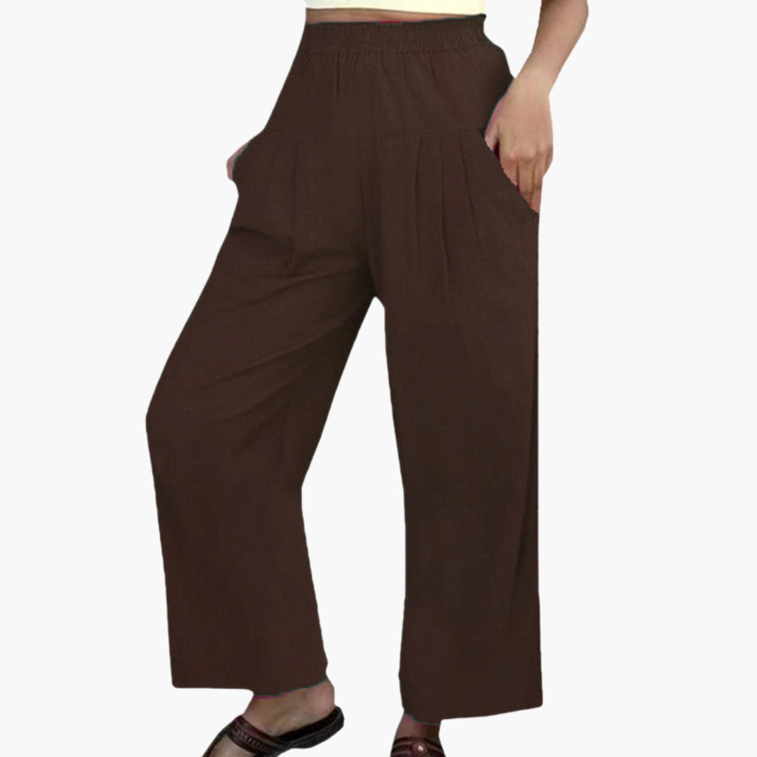 Wide-Leg Women's Trousers with Elastic Waist