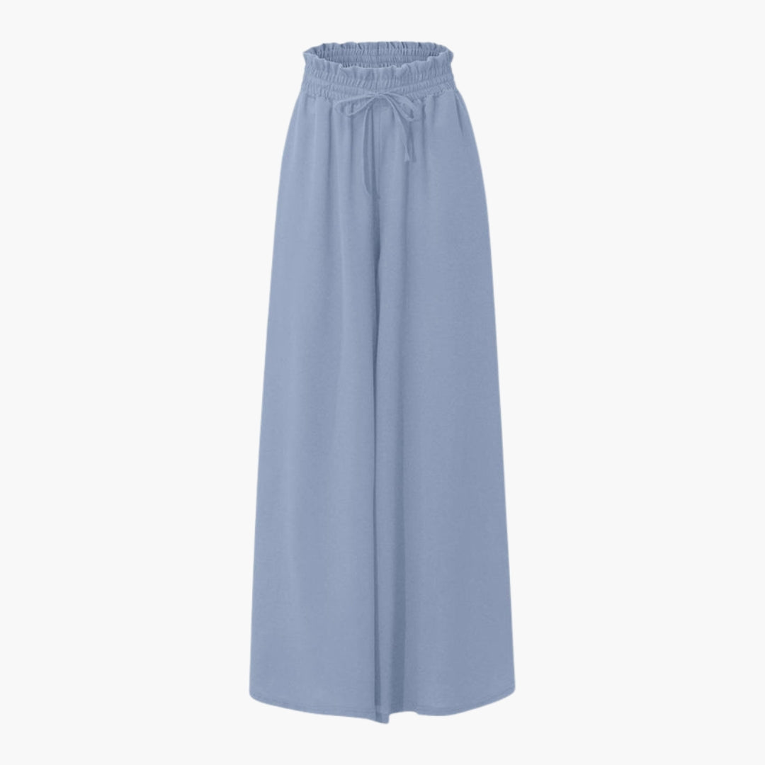 Pantalon Femme à Jambes Larges avec Taille à Cordon