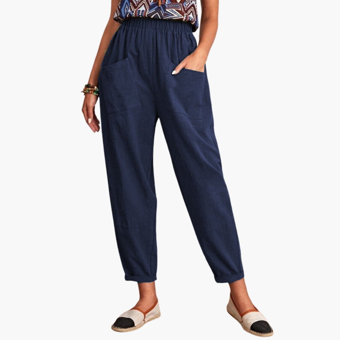 Pantalon Femme a Taille Élastique et Coupe Détendue
