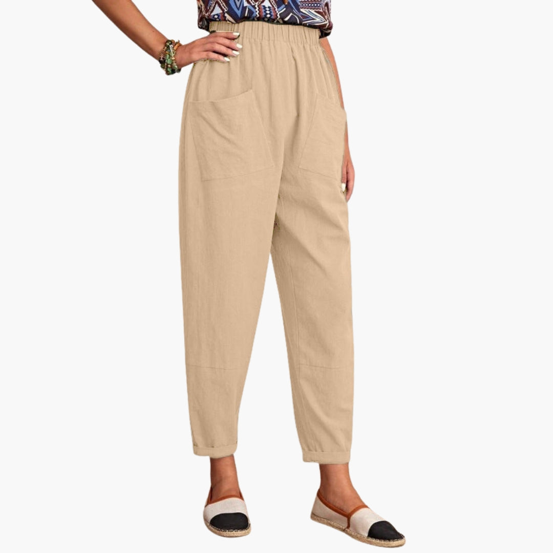 Pantalon Femme a Taille Élastique et Coupe Détendue