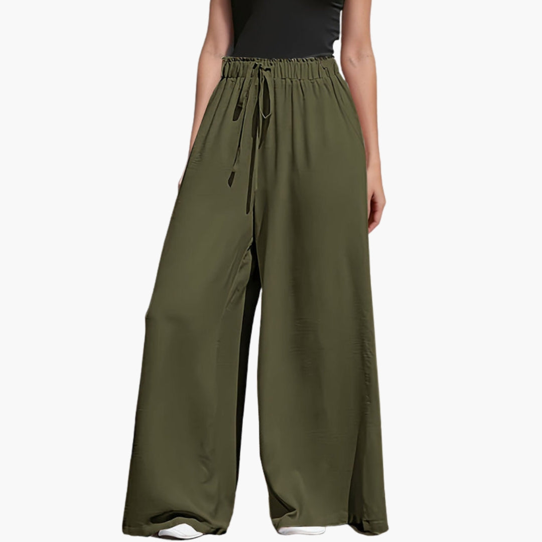 Pantalon Femme avec Taille Élastique et Surface Unie