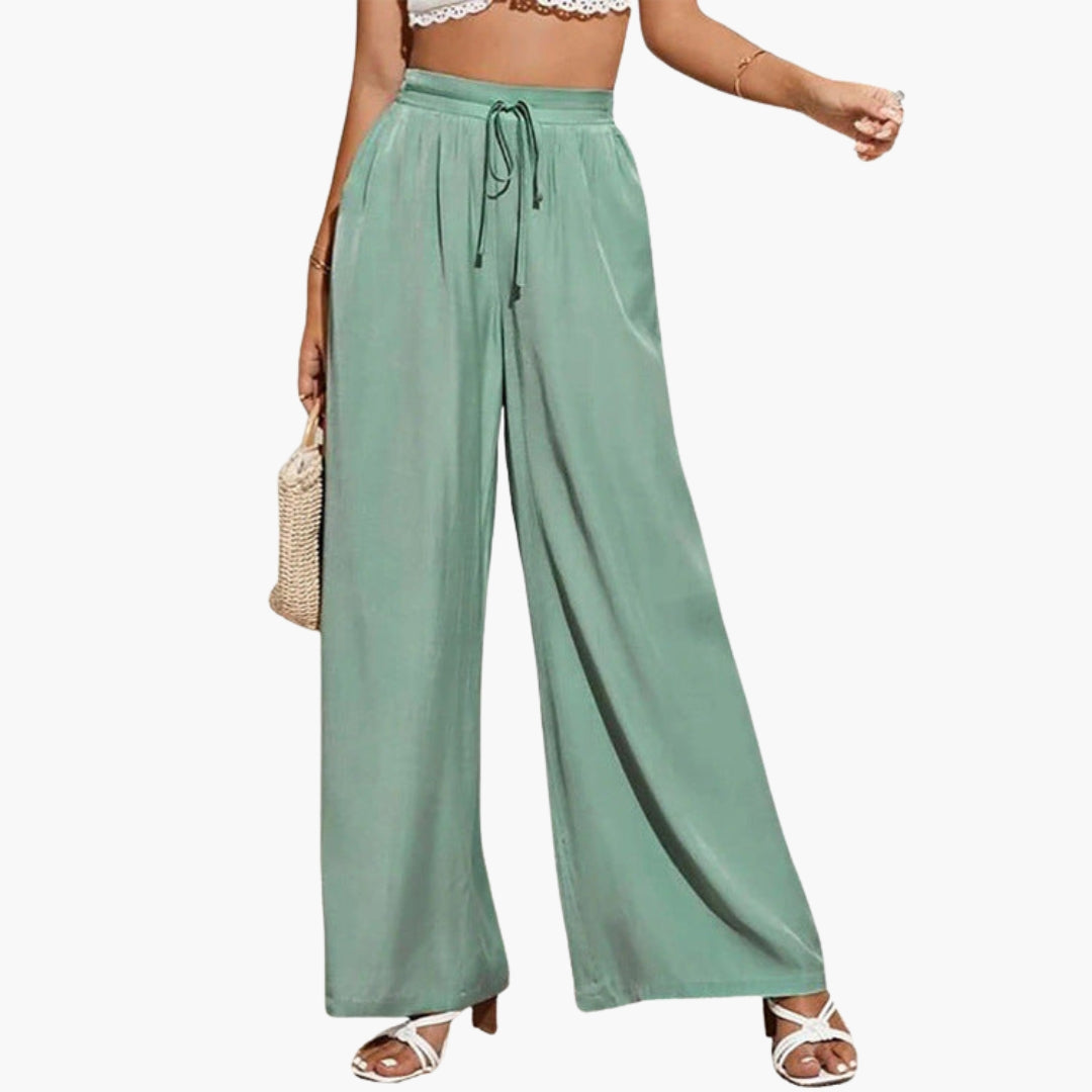 Pantalon Femme àvec Taille Haute et Jambes Larges