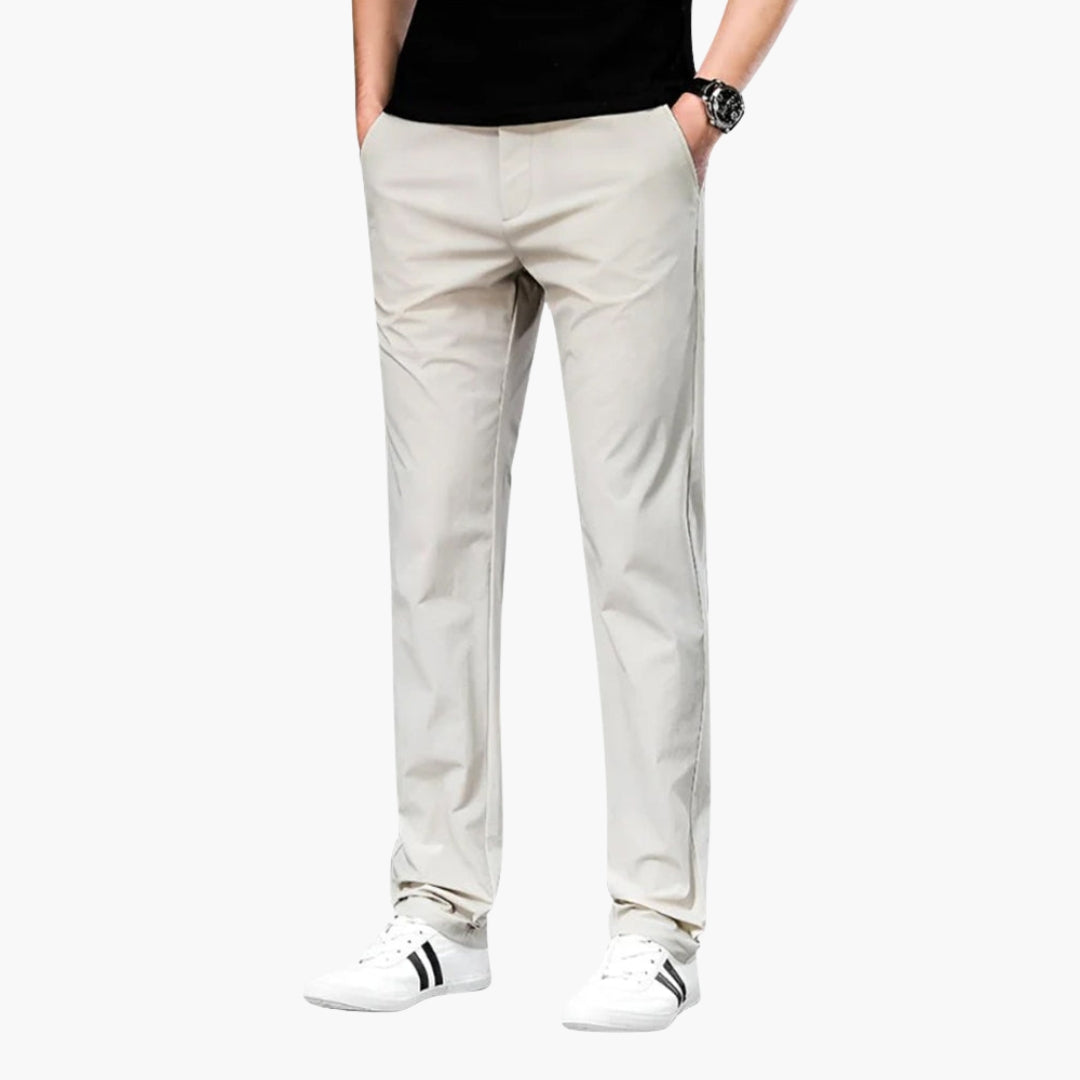 Pantalon Homme Coupe Ajustée avec Braguette Zippée