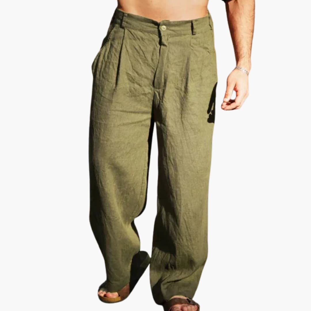 Pantalon Homme Large Taille Haute avec Poches Latérales