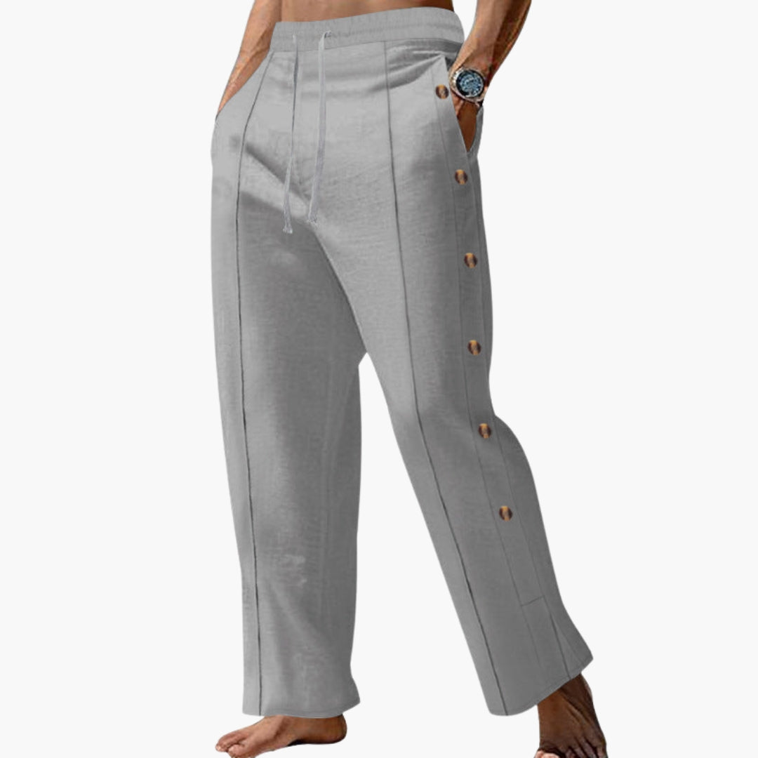 Pantalon Homme a Boutons Latéraux et Jambes Droites