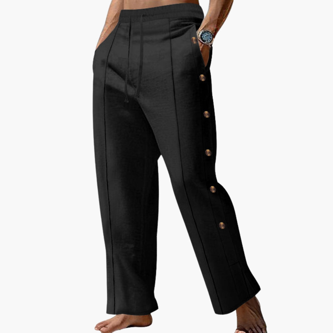 Pantalon Homme a Boutons Latéraux et Jambes Droites