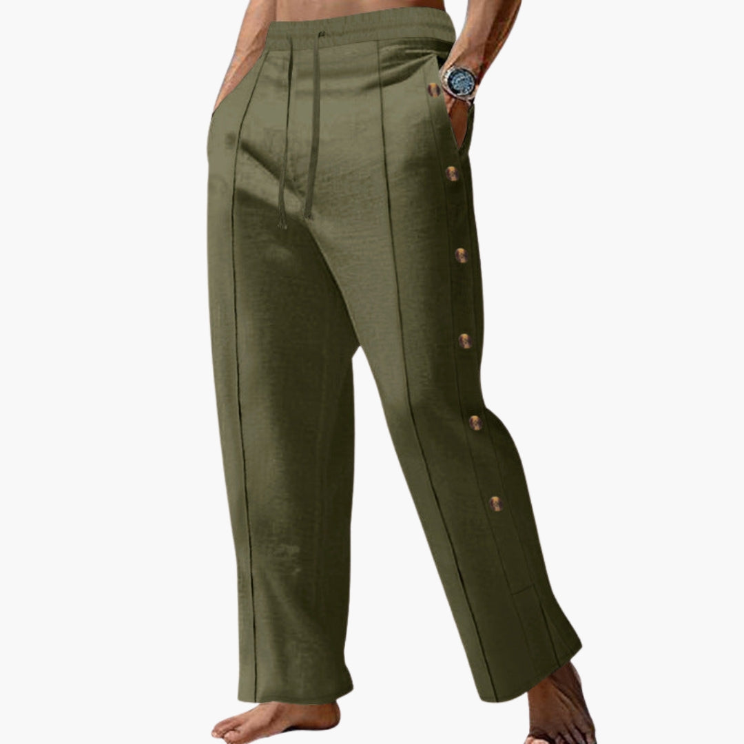 Pantalon Homme a Boutons Latéraux et Jambes Droites