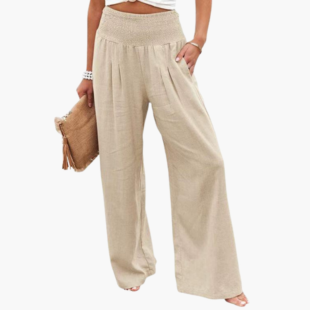 Pantalon Large d’Été Femme avec Taille Élastique