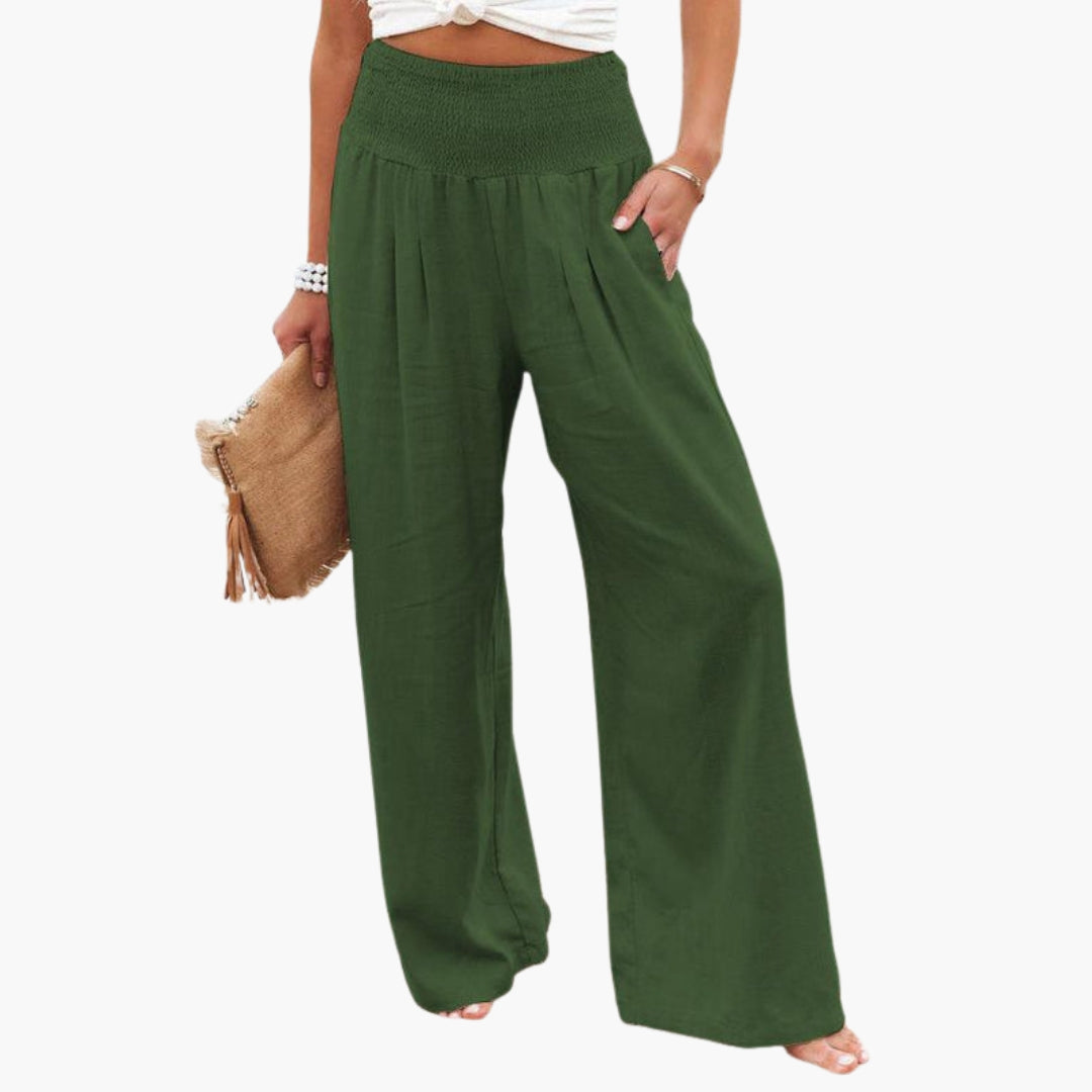 Pantalon Large d’Été Femme avec Taille Élastique
