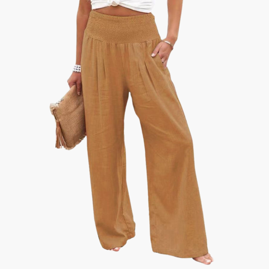 Pantalon Large d’Été Femme avec Taille Élastique