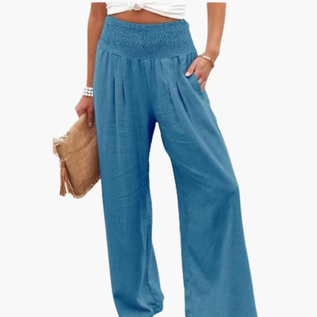 Pantalon Large d’Été Femme avec Taille Élastique
