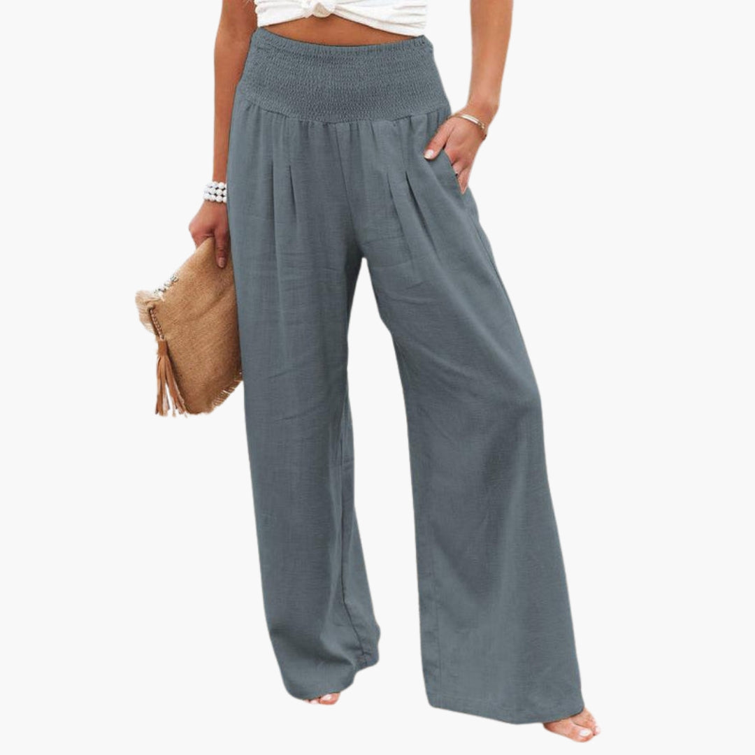 Pantalon Large d’Été Femme avec Taille Élastique
