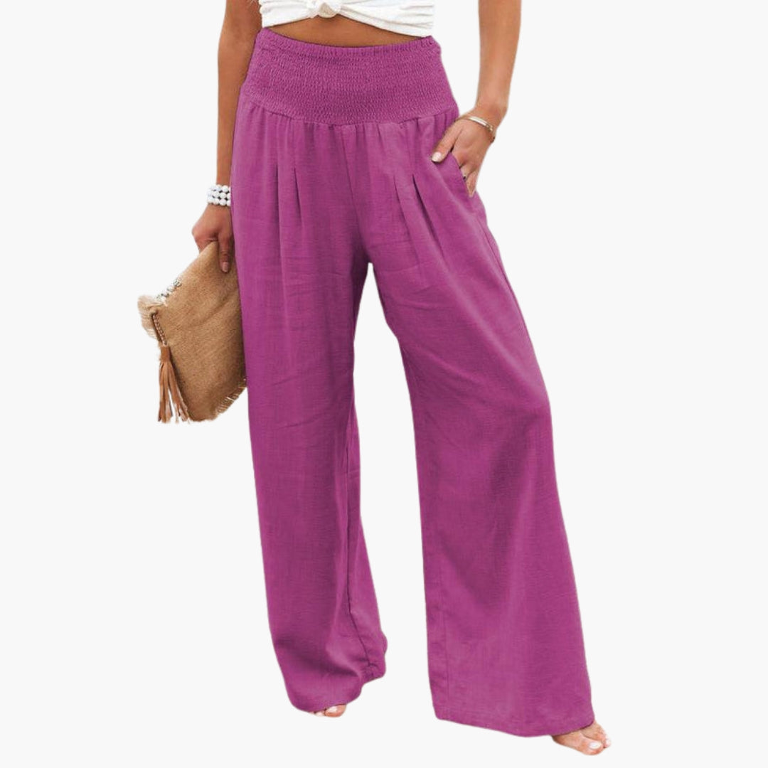 Pantalon Large d’Été Femme avec Taille Élastique