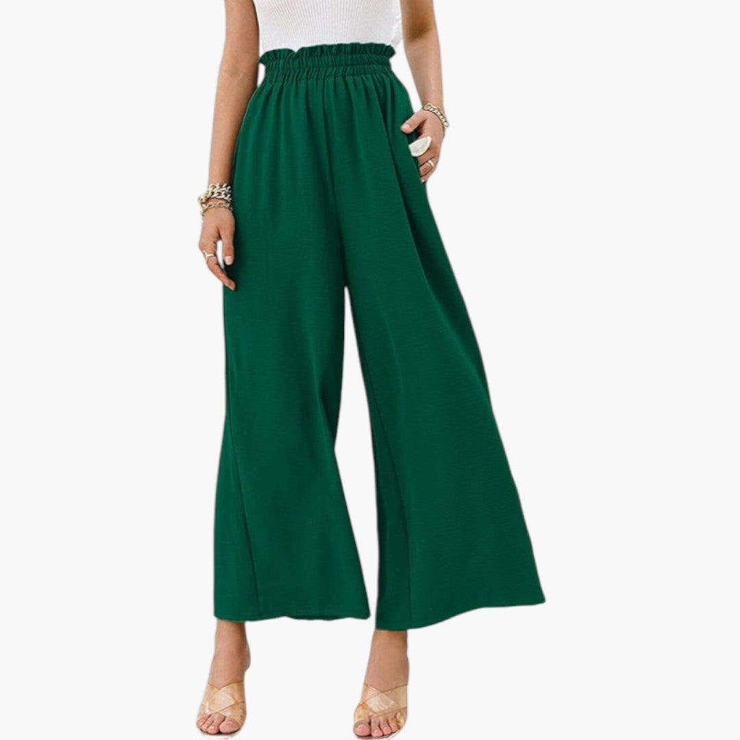 Pantaloni Palazzo Donna a Gamba Larga e Superficie Liscia
