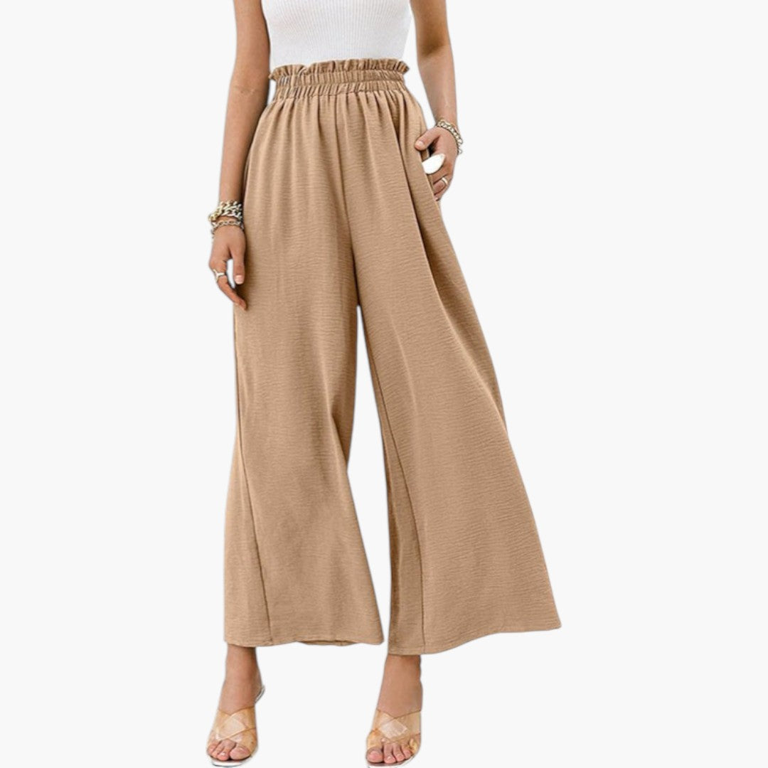 Pantaloni Palazzo Donna a Gamba Larga e Superficie Liscia