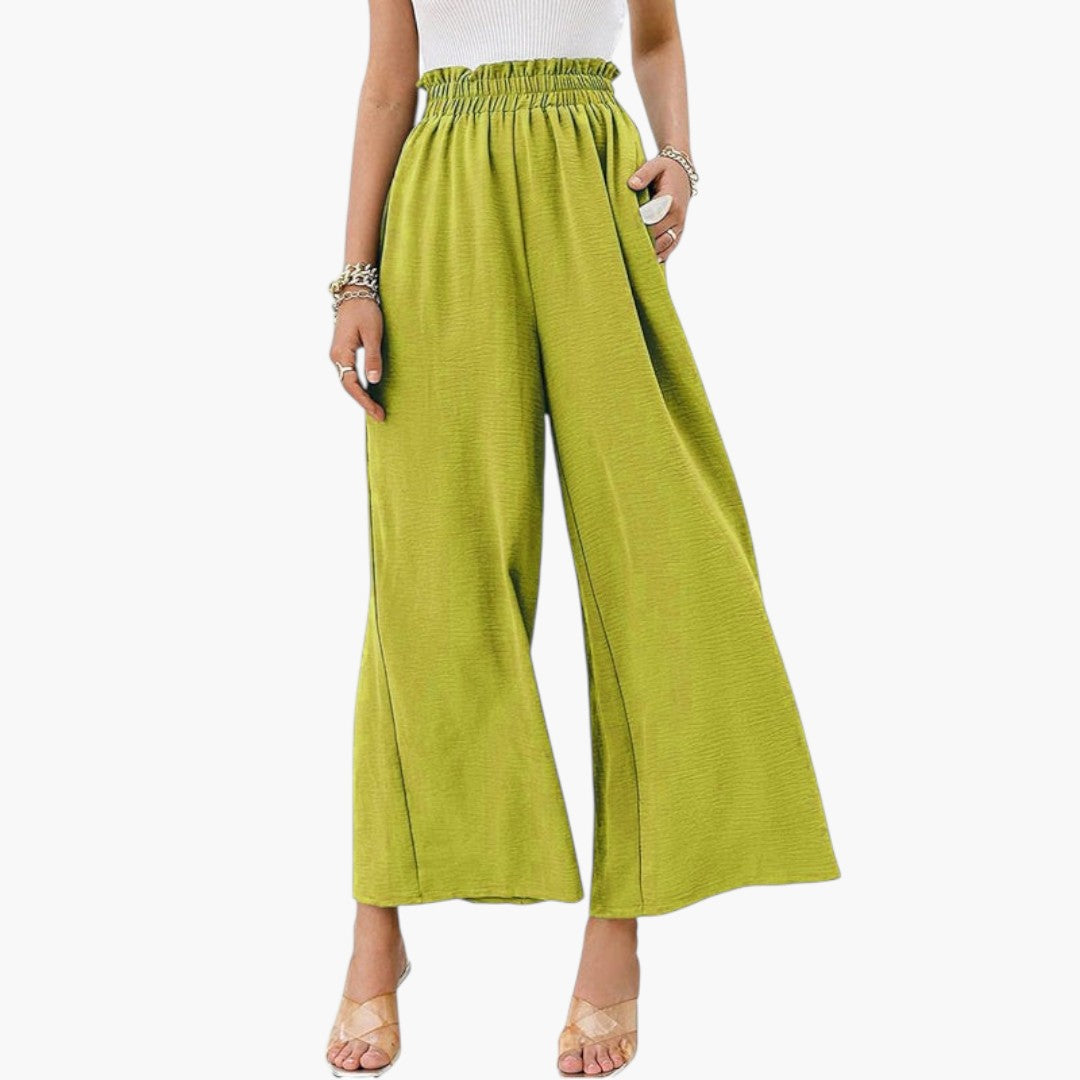 Pantaloni Palazzo Donna a Gamba Larga e Superficie Liscia