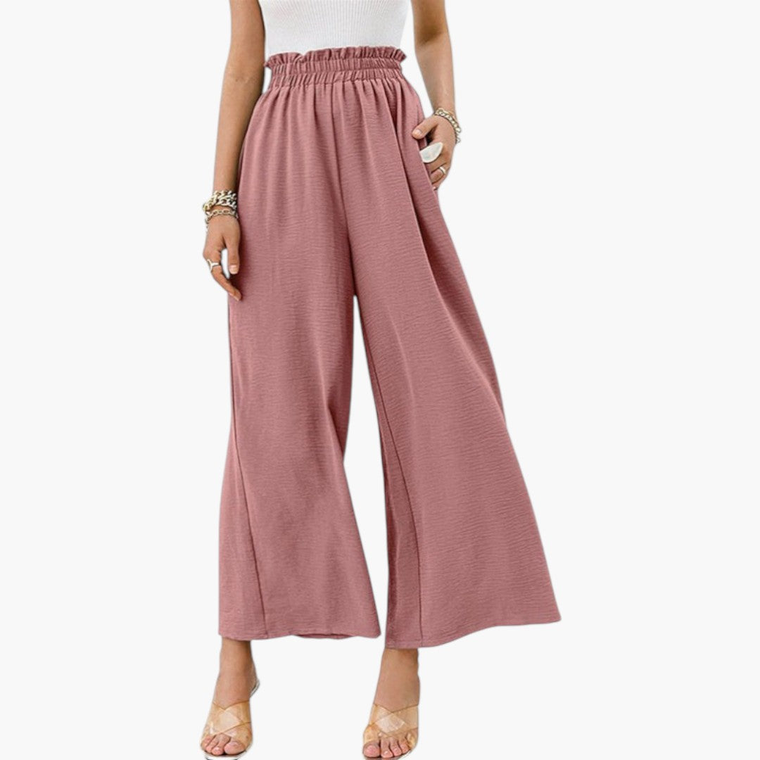 Pantaloni Palazzo Donna a Gamba Larga e Superficie Liscia