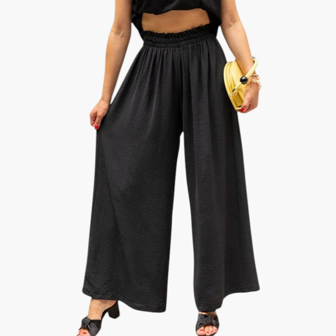 Pantaloni Palazzo Donna a Gamba Larga e Superficie Liscia
