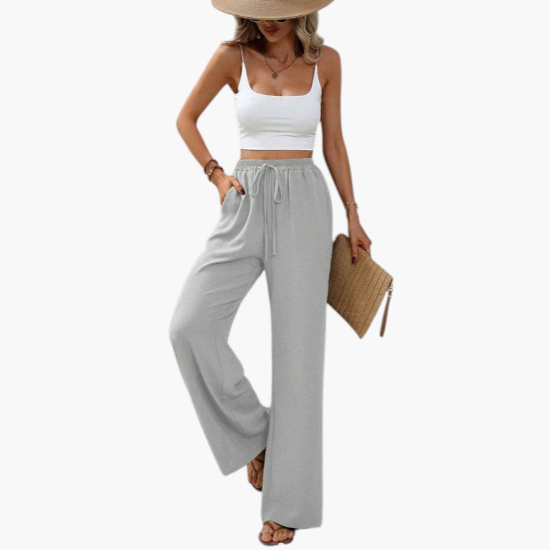 Pantalon Palazzo pour Femme avec Cordon de Serrage