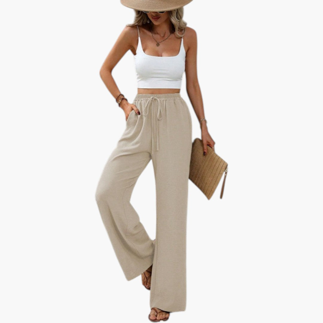 Pantalon Palazzo pour Femme avec Cordon de Serrage