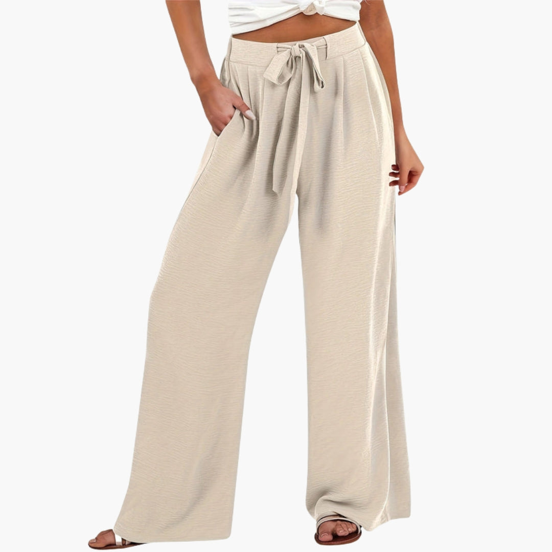 Women's Palazzo Pants with Elastic Waist and Wide Leg