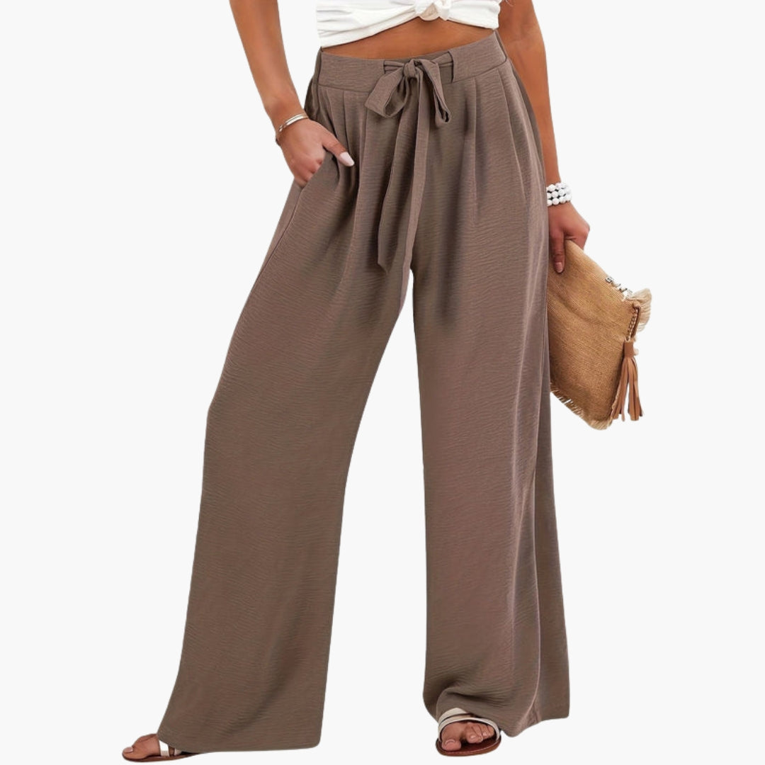 Women's Palazzo Pants with Elastic Waist and Wide Leg