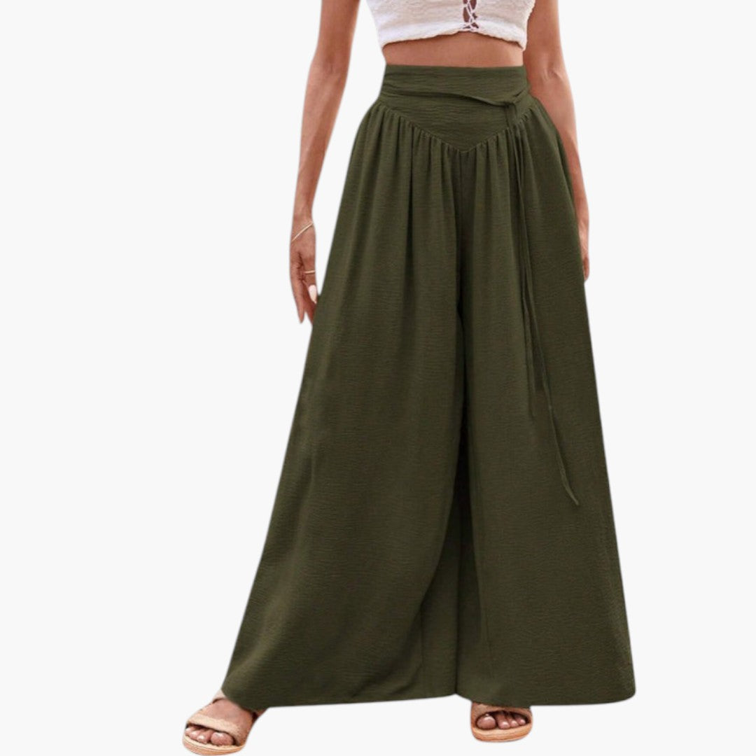 Pantalon Palazzo Femme avec Cordon de Serrage