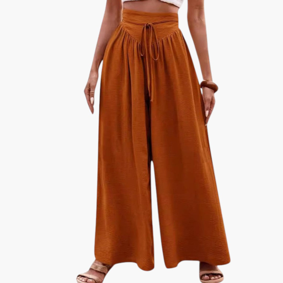 Pantalon Palazzo Femme avec Cordon de Serrage