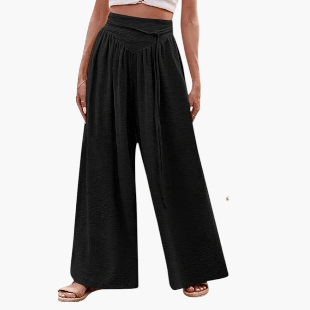 Pantalon Palazzo Femme avec Cordon de Serrage