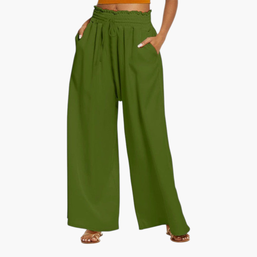 Pantalon Palazzo Femme avec Jambe Large et Poches