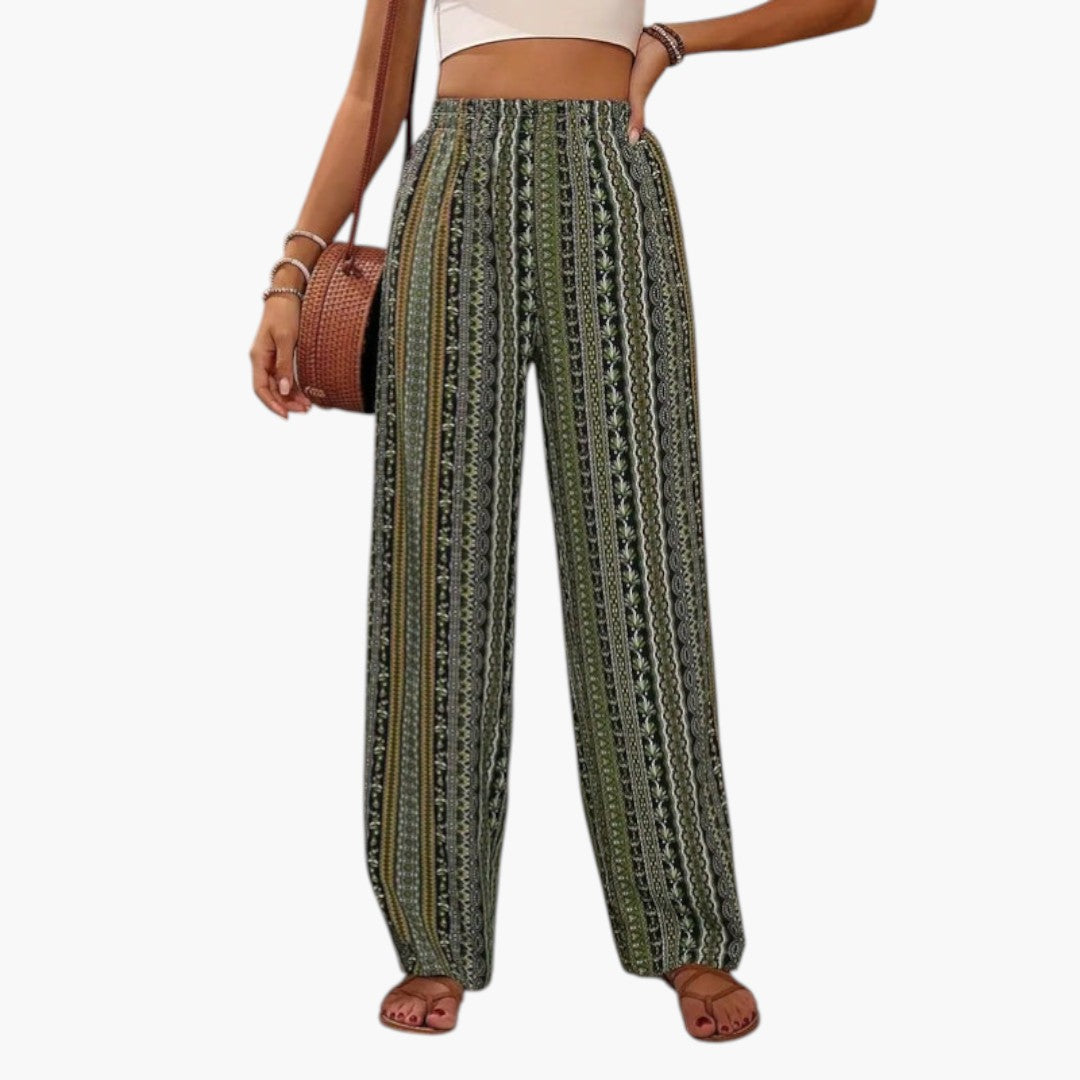 Pantaloni Palazzo Donna con Motivo Grafico