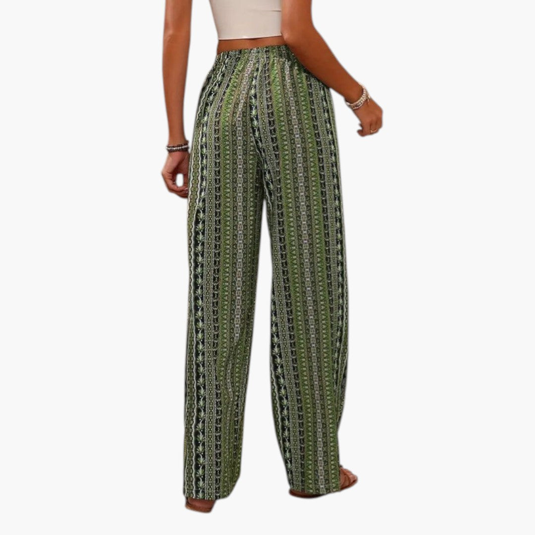 Pantaloni Palazzo Donna con Motivo Grafico